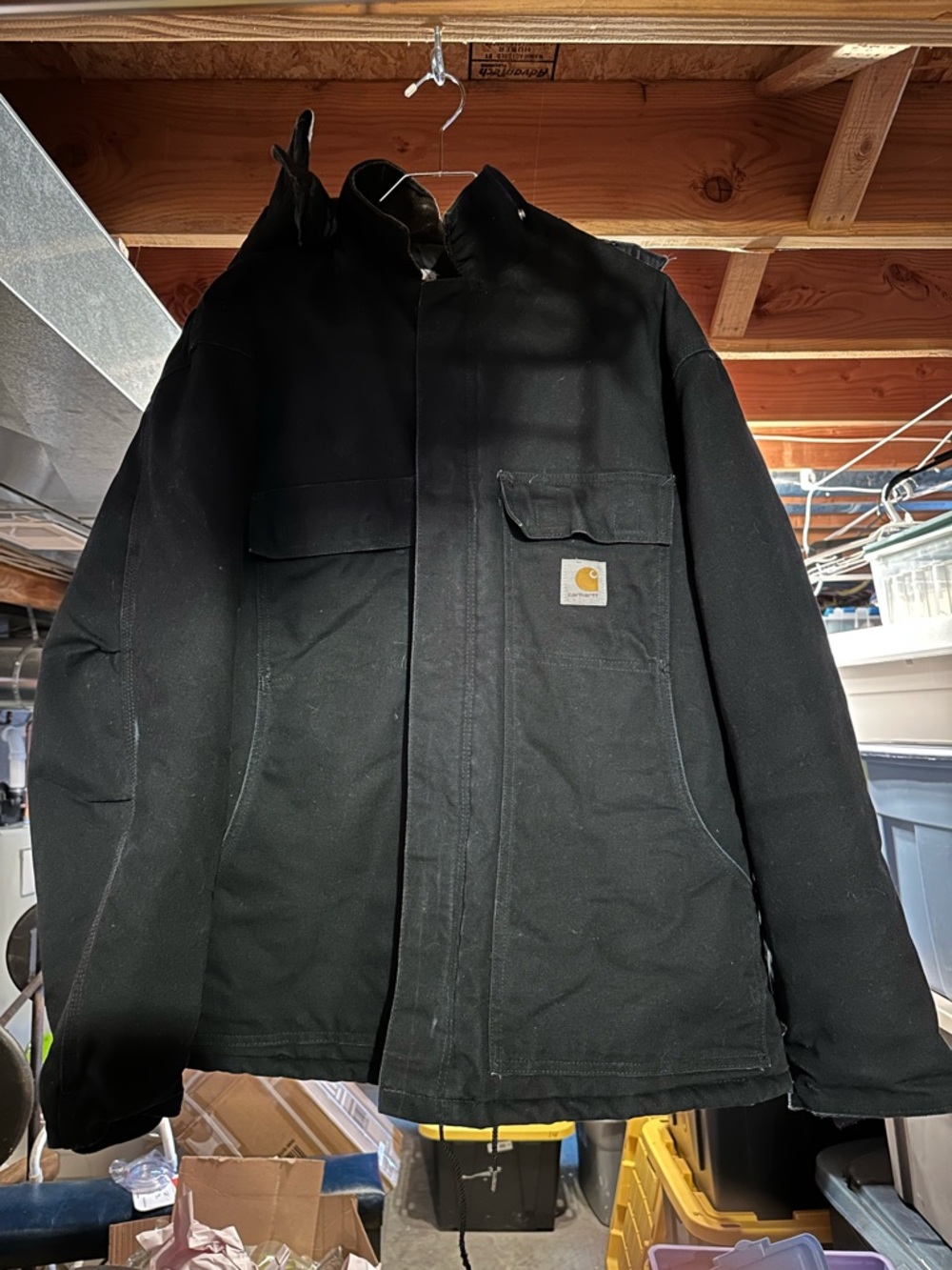 Carhartt men’s coat with snap-on detachable hood